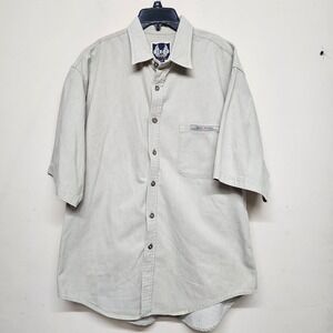 Harley Davidson Biker Blues Mens XL Tan Button Up Shirt Short Sleeve Cotton